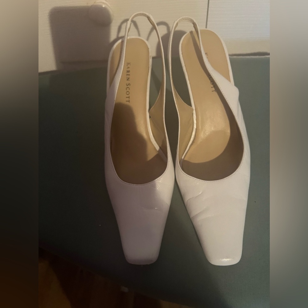 White Karen Scott sling back heels 7.5